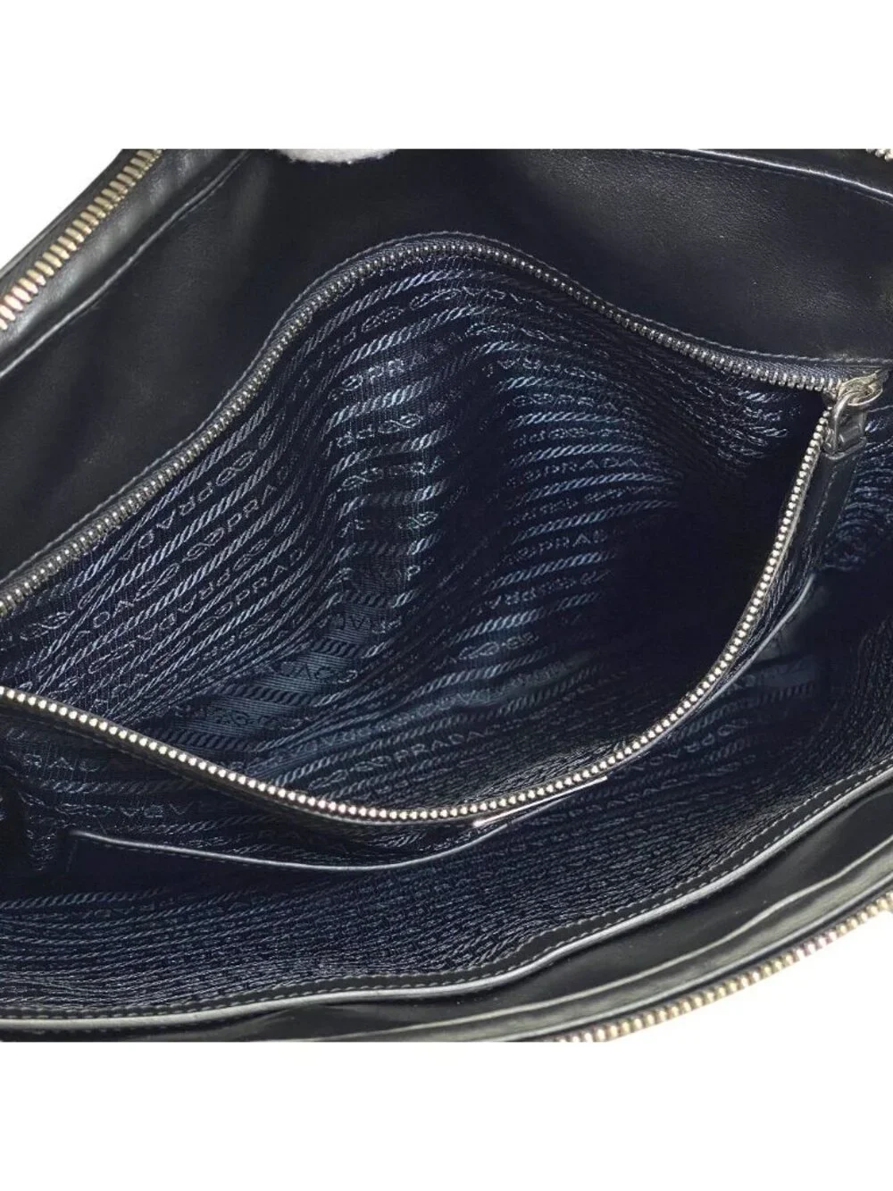 Prada Business Briefcase Handbag Logo Saffiano Leather Black Red Document
